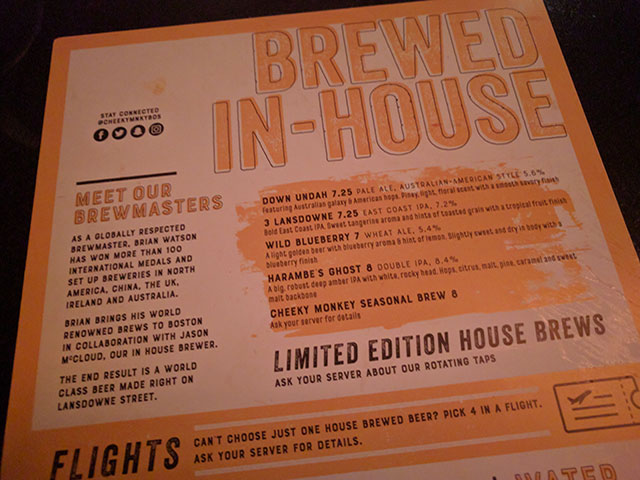 Cheeky Monkey Brewing's Beer Menu