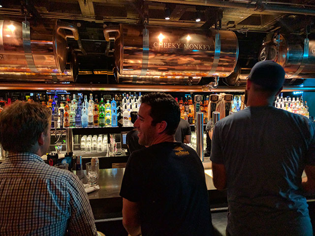 The bar at the Cheeky Monkey Brewing Company