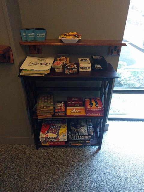Cards Against Humanity, Battleship, Connect Four, Settlers of Catan, and more, all available to play at the Exhibit A Brewing tap room.